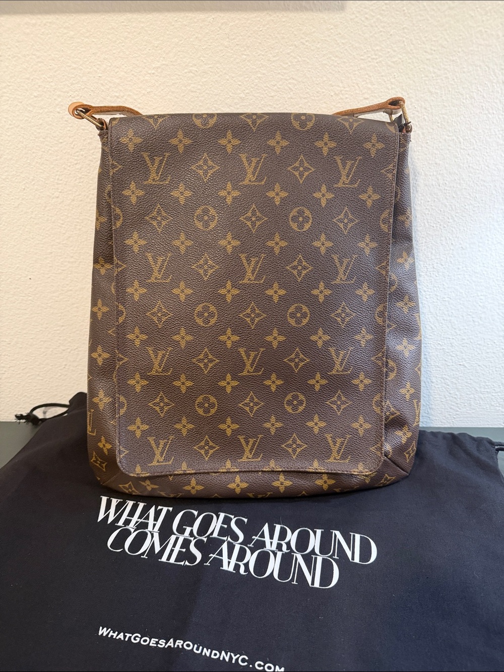 Louis Vuitton Monogram Canvas Shoulder Bag in Brown and Tan